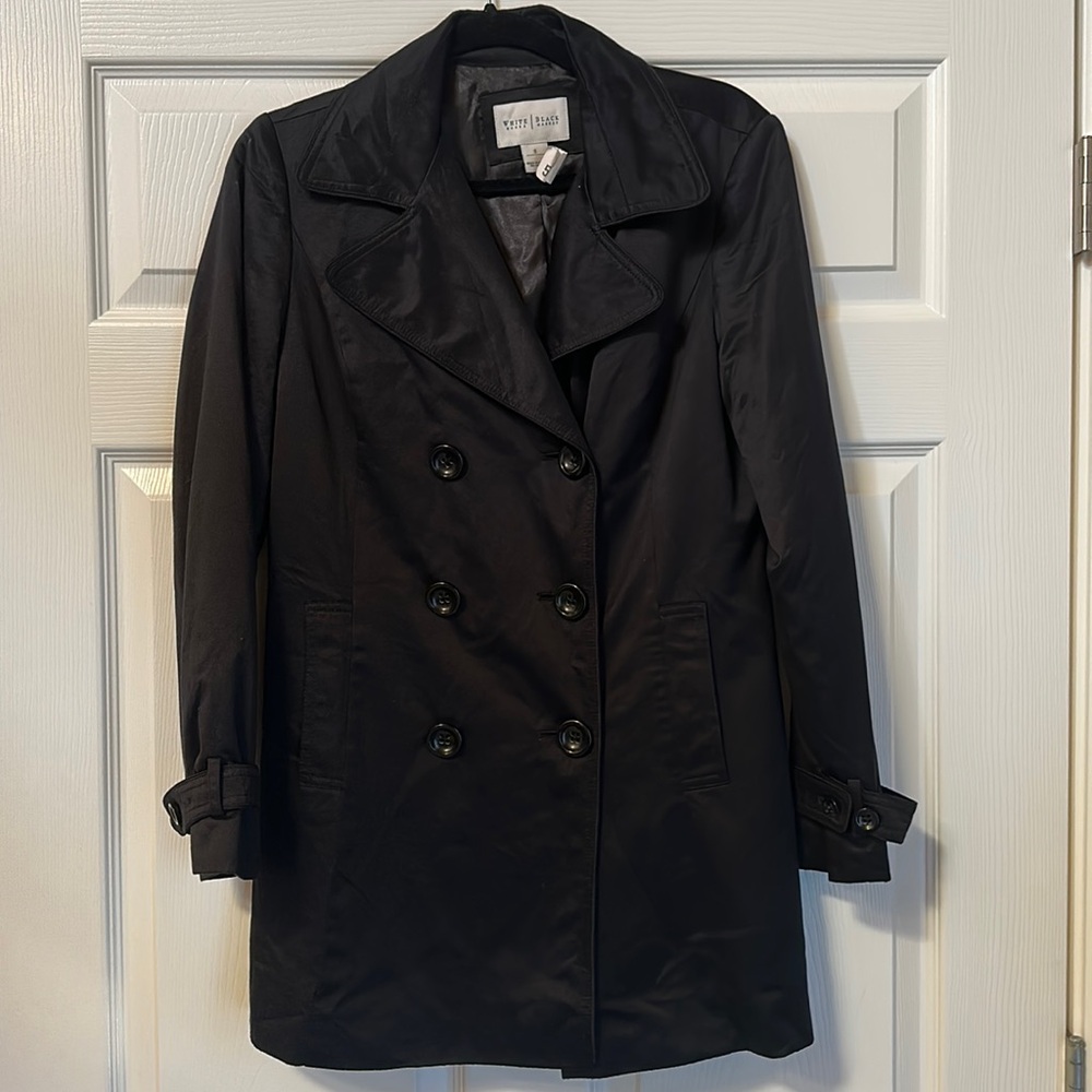 🔥🔥White House Black Market Black Short Trench Coat Small 🔥🔥
